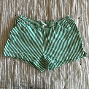 Mini Boden Green and White Striped Shorts